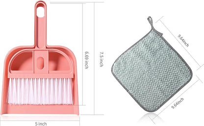 Lamoutor 3 Pack Mini Hand Broom and Dustpan Set Small Dust Pans