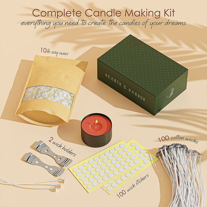 Hearth & Harbor Organic Soy Candle Wax for Candle Making, 10 lbs Natural Candles Making Supplies, Beeswax-Free, Paraffin-Free, Pure Soy Wax Flakes Perfect for Candles, Tealights and Melts
