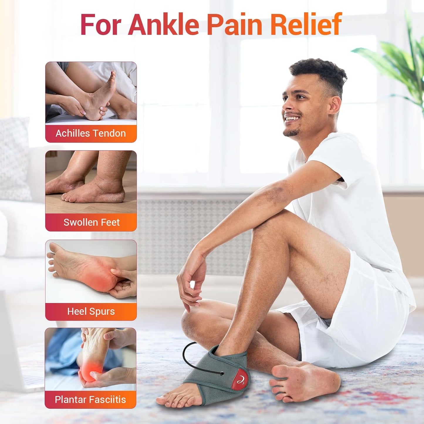 Comfytemp USB Wearable Heating Pad for Ankle and Feet With 3 Heat and Time Settings, Electric Heated Wrap for Achilles Tendonitis, Sprained Ankle, Heel Pain Relief, Plantar Fasciitis