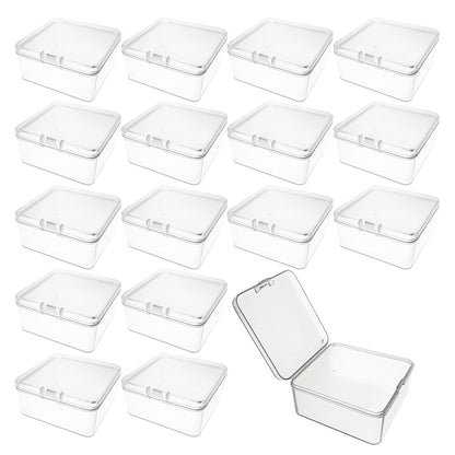 Forever bene 17 Pack Clear Plastic Storage Boxes with Lids, 3x3x1.4 Inches Square Organizer Containers for Small Parts, Crafts, Jewelry, SMT Components