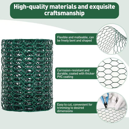 ROERLIEN 5 in×236 in Floral Wire Netting,Green Coated Floral Chicken Wire for Floral Arrangements,Garden Fencing,Protect Plant & Decorate Flower Arch and DIY Craft. (5 in×236 in)