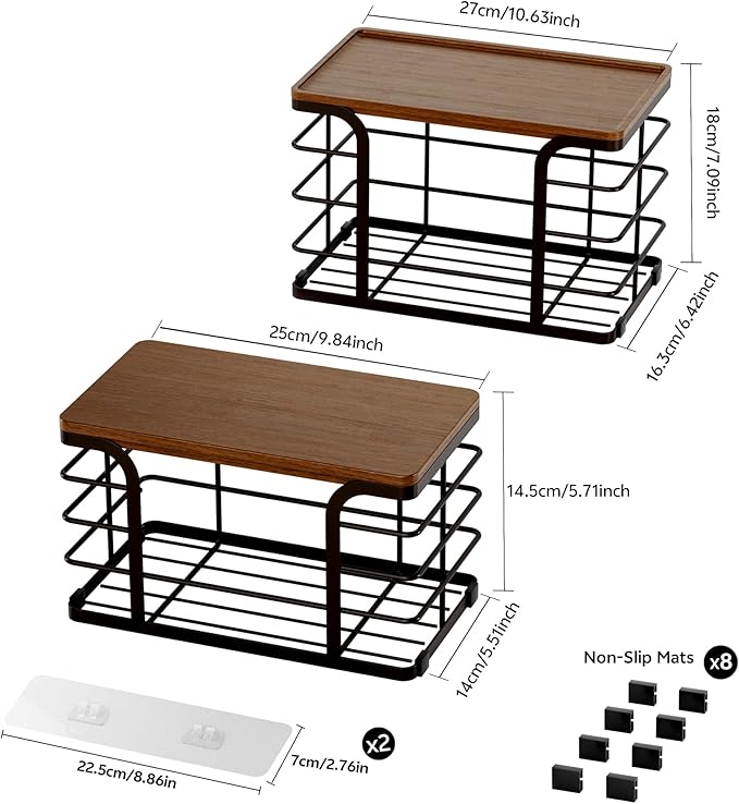 2 Pack Storage Stackable Kitchen Laundry Pantry Organizers, Wall Mount Trash