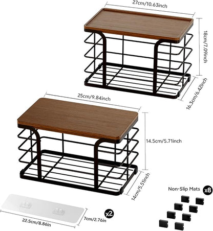 2 Pack Storage Stackable Kitchen Laundry Pantry Organizers, Wall Mount Trash
