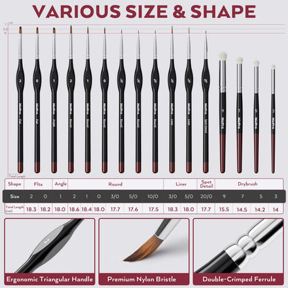 Nicpro Professional Miniature Painting Kit, Stay Wet Palette & 16PCS Detail Paint Brushes Drybrush with Nylon Bag, 100PCS Pallet Paper, 4PCS Sponge, Mixing Paint Saver Palette for Miniature Model