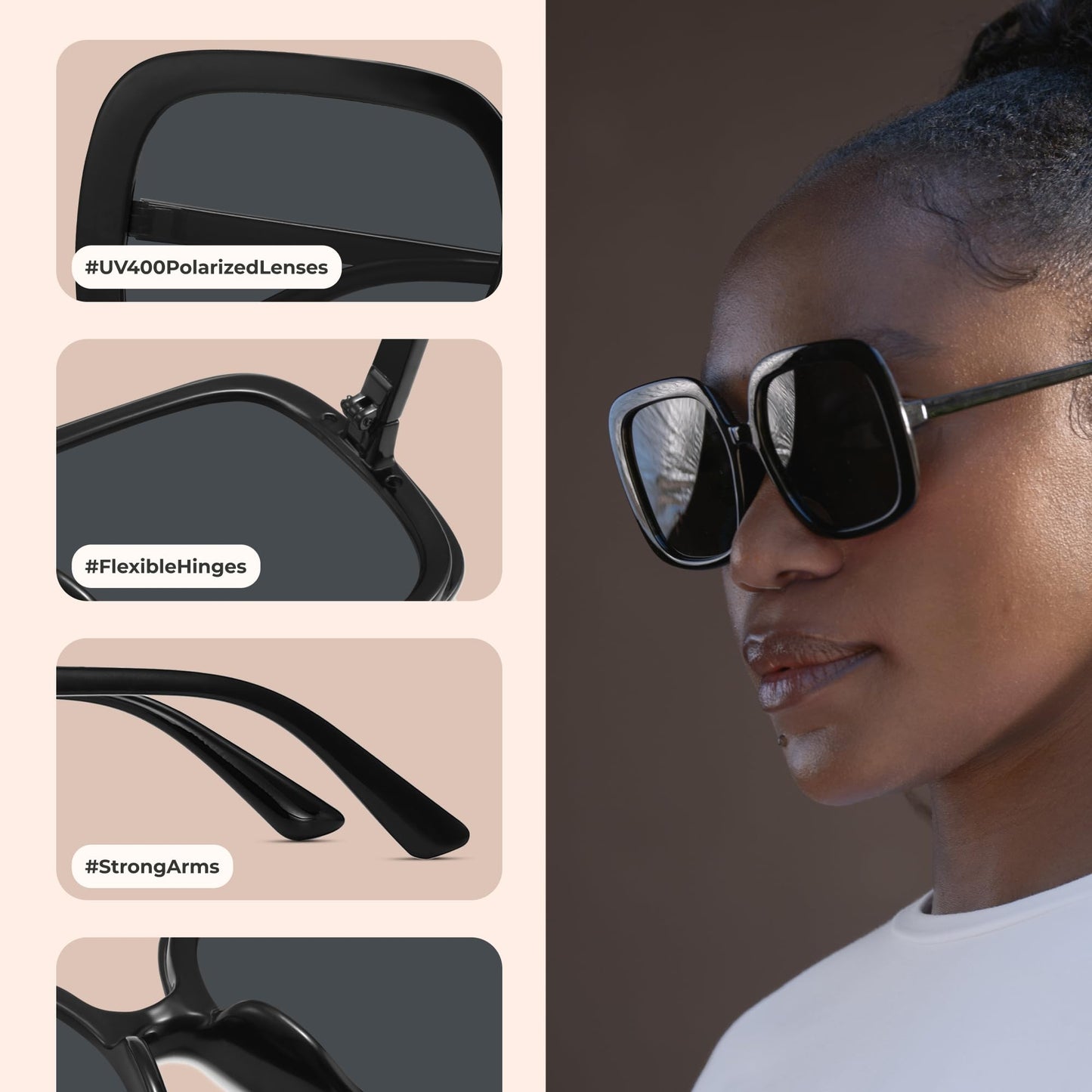 miyya Oversized Polarized Sunglasses Women, Trendy Retro Sun Glasses for Women 2025, Oversized Shades