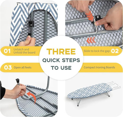 Small Tabletop Ironing Board Foldable, RAINHOL Steel Mesh Portable Iron Board