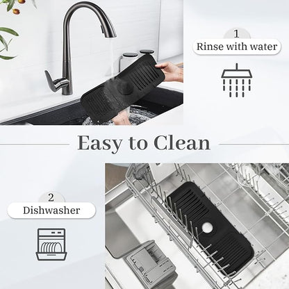 PoYang 14.6 Inch Faucet Mat for Kitchen Sink Splash Guard Behind Faucet