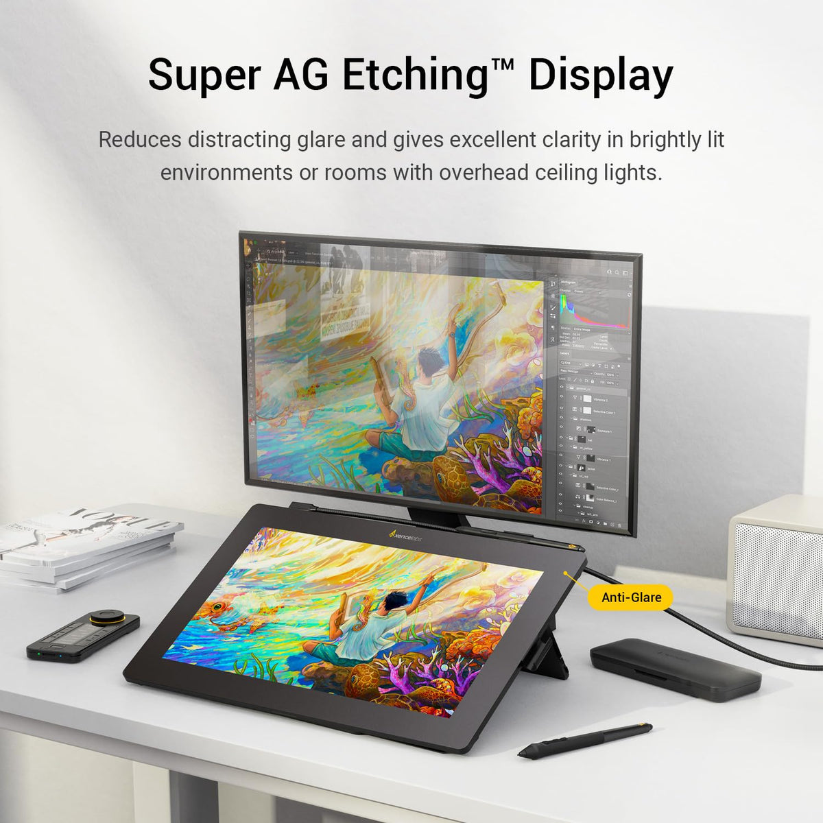 Xencelabs Pen Display 16 Bundle with Quick Keys, 16" 4K OLED Portable Drawing Tablet with Screen Graphic Design Display with 2 Battery-Free Pens for Win/Win-ARM/macOS/Linux, Black