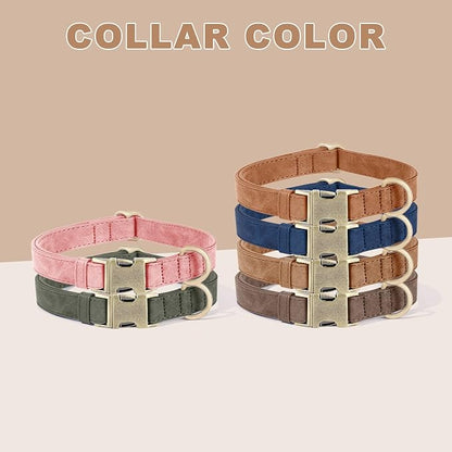 Genuine Leather Dog Collar - Adjustable Pet Collar with Quick Release Metal Buckle, Soft Skin Friendly Real Leather Collar for Small, Medium, Large Dogs (Brown, S：Fit 8-16" Neck)