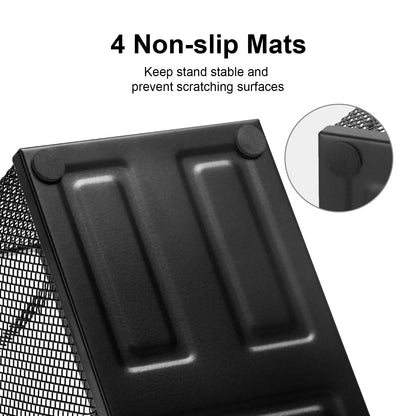 Comix Mesh Pen Pencil Holder Desk Organizer, 3 Compartment Wire Desktop Pen Pencil Cup Caddy Office Supplies Desk Accessories for Home Office School, Black