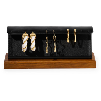 Woodten Solid Wood Jewelry Earrings Display Stand Small Jewelry Display for Long Earrings(Black)