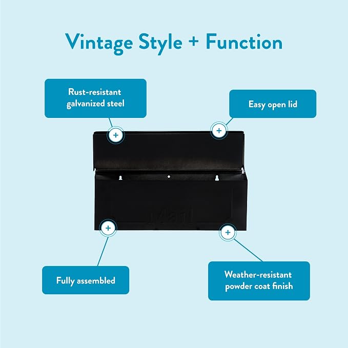 ARCHITECTURAL MAILBOXES Townhouse Galvanized Steel, Wall-Mount Mailbox, Black Small | Galvanized steel build for outside with weather-resistant outdoor construction and a rust-resistant powder-coat finish.