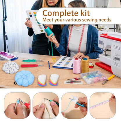 Sewing Pin Cushion Kit, Wrist Pin Cushions for Sewing, Needle Cushion with 150Pcs Sewing Pins, 50Pcs Sewing Needles, Seam Rippers, Scissors, and Tape Measure
