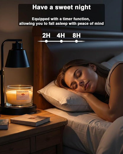Candle Warmer Lamp with Timer - Adjustable Height & Brightness, 2 Bulbs Included - Flameless Wax Melter for Home