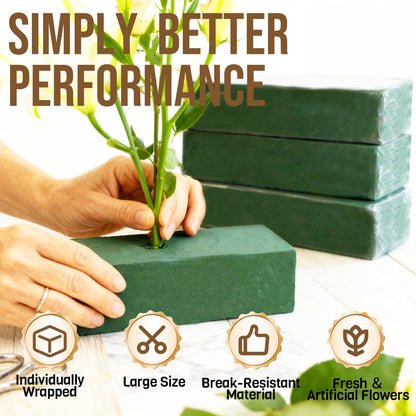 Pack of 6 Floral Foam Blocks, 8.9"x4.1"x2.7" Dry and Wet Flower Foam for Fresh and Artificial Flowers, Florist Styrofoam Flower Arrangements Supplies, Decorations for Wedding, Birthdays and Garden
