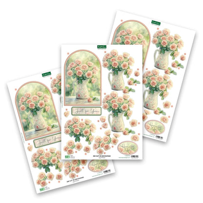 Katy Sue Designs Thinking of You 3D Die Cut Decoupage Collection for Card Making Supplies. Contains 12 Sheets of Katy Sue Die Cut Decoupage Featuring Lavender, Lillies, Hydrangea, and Roses