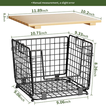 Wire Storage Basket for Kitchen Pantry: GGIU Stackable Kitchen Counter Organizers - Wire Organizing Bin for Produce Fruit Vegetable Potato and Onion Black