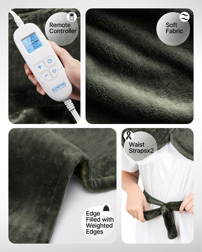 RENPHO Electric Heating Pad for Back Pain Relief, Birthday Christmas Gifts for Women Men Mom Dad Elderly, FSA Eligible Items Only List, Large Heat Pad for Neck Shoulders, 24"x33", ETL Certified, Gray
