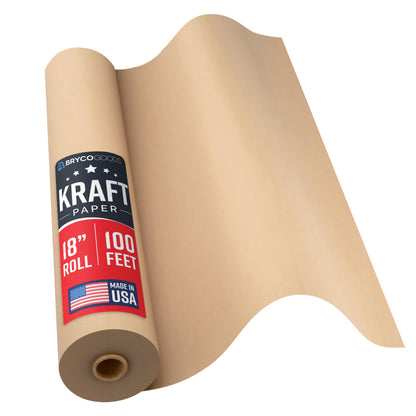 Bryco Goods 18" x 1200" Brown Kraft Packing Paper - USA Made - Versatile for Different Arts and Crafts Projects - Pin Up Your Work Or School Notes - Create Vision Board for Your Bedroom