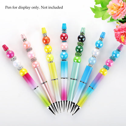 Funtopia 290pcs Beads for Pens, 14mm Focal Beads Pen Making Kit for Keychains Beadable Pens, Rainbow Chunky Bubblegum Acrylic Beads with Rhinestone Rondelle Spacer Bead for DIY Craft Supplies