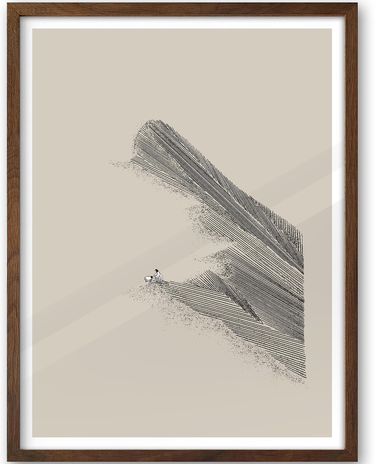 iHery Natural OAK Wood Jesus and Peter Walk on Water Framed Wall Art, 12x16 in Modern Sketch Bible Verses Canvas Art Decor, Beige Logs Boho Scripture 1Pack for Living Room Bedroom