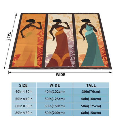 Mount Hour African American Women Black Girls Flannel Fleece Throw Blankets, Super Warm Soft Living Room Blanket All Season (50"x40")