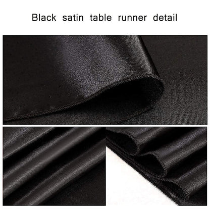 5 Pack Black Table Runners 12 x 108 Inches Long Smooth Silk Satin Table Runner for Party Wedding Birthday Banquet Decoration