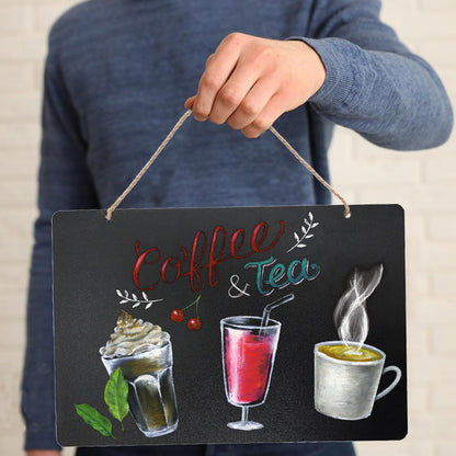 2 Pack Chalkboard Sign with String 8"x12" Double Sided Erasable Message Board Sign, Wooden Mini Chalkboards Sign with Liquid Chalk Marker, Hanging Message Board for Bar and Special Event Decorations
