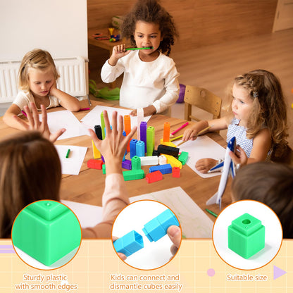 200 Pcs Yellow Linking Cubes for Math Counting Cubes Manipulatives Plastic Counting Block Manipulative Classroom Learning Supplies for Educational Preschool Activities Boy Girl (Yellow)