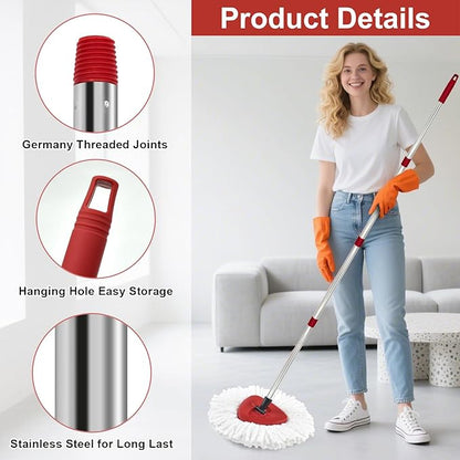 4 Section Stainless Spin Mop Replacement Handle