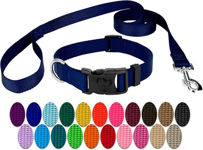 Country Brook Petz - Everyday Nylon Dog Collar and Leash - 10+ Cool Colors (1 Inch, Large, Royal Blue)