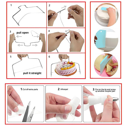 ANSLYQA Cake Decorating Kit, 193 Pcs with Cake Turntable, Leveler, 24 Numbered Icing Tips, 2 Spatulas, 2 Couplers, 3 Scrapers, 50 Pastry Bags, 50 Paper Cupcake Liners & More Baking Tools, (Blue)