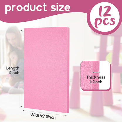 Frienda 12 Pcs Foam Board Bulk 12" x 7.5" x 1/2" Xps Foam Sheet Panel for DIY Crafts Sculpture Modeling Floral Arrangements School Home Office Art(Pink)