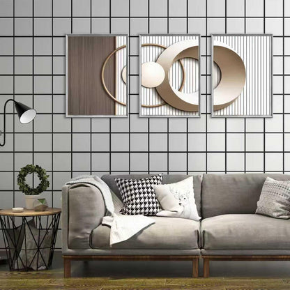 SFXYRTAH 3PCS Modern Geometric Wall Art Set Gold and Beige Abstract Canvas Prints Minimalist Circle Design Wall Picture Posters for Living Room Bedroom Office Decor Unframed