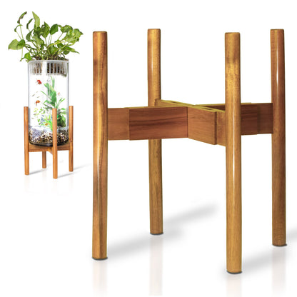 RAINBLELAND Acacia Hardwood Adjustable Plant Stand Indoor, Planter Stand Pot, Mid Century Modern Planter Holder for Indoor Plants, Outdoor Pedestal fits 8 9 10 11 12 Inches Pots, Wooden Pedestal Only