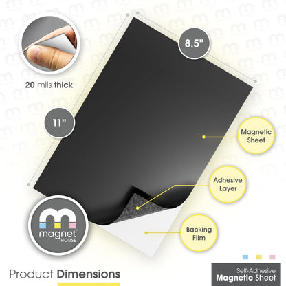 TMS Magnetic Sheet, Tape and Strips with or Without Self-Adhesive Backing for Stickers | Die and Craft Storage | Flexible Rubber Magnet | 10 Sheets | 20mil or 30 mil Thick | 8.5” x 11”