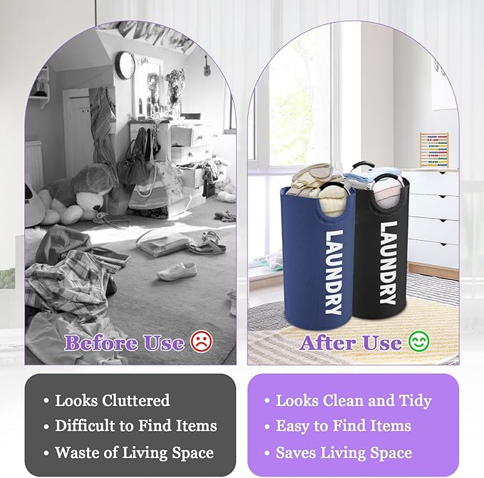 2Pcs 95L Collapsible Laundry Basket