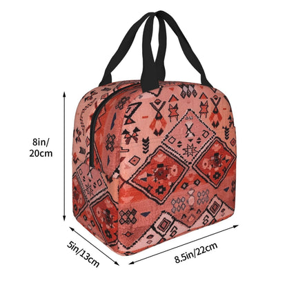 Poacnip Boho Farmhouse Oriental Traditional Moroccan Style Insulated Lunch Bag Portable Reusable Lunch Box Thermal Cooler Tote Bag With Pockets For Women Men Work Office Picnic Travel