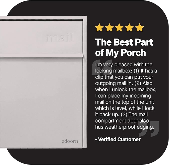 Adoorn Lockable Wall Mount Mailboxes for Outside - Large Anti-Theft Locking Mailbox for Letters - Weatherproof Construction - Durable Steel - 18.5" H x 15" L x 7.5" D - Sandstone