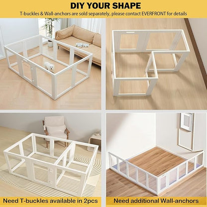 EVERFRONT Clear Acrylic Plastic Dog Playpen - Clear Dog Play Pen - Easy Assemble Acrylic Dog Playpen - Puppy Playpen, Cat Playpen, Small Animal Playpen, Dog Play Pen Indoors (White, 30.3" H, 10PCS)