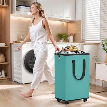 Laundry Basket with Wheels, Collapsible Laundry Baskets, Laundry Hamper with