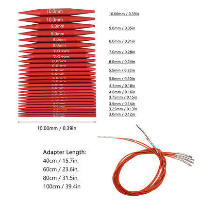 Fayelume Interchangeable Knitting Needles, Circular Knitting Needles Set, with Storage Case and Extension Cable Knit, for Beginners, 3 MM to 10 MM