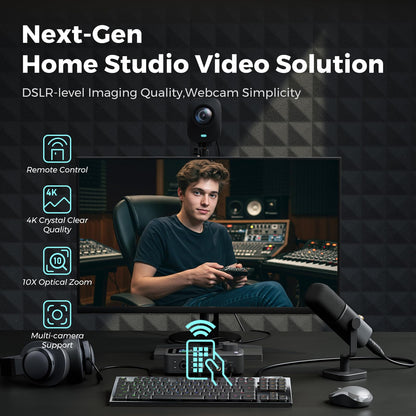 NearStream VM20 4K USB Streaming Camera with 40X Hybrid Zoom/8 Noise-Canceling Mics/Remote Control, HDMI/USB/RJ45 Output, Multi-Cam Ready, for Education,Conference,Worship & Live Event, OBS/Zoom,Black