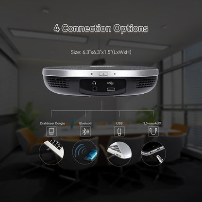 TONGVEO Conference Room Camera System 4K UHD 3X Optical Zoom 93° Ultra-Wide FoV USB3.0 PTZ Camera and Wireless Bluetooth Speakerphone with Microphones, Works with Zoom, OBS, Skype, Teams and More