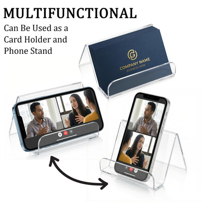 AOZUO 16 Pack Acrylic Business Card Holder for Desk, Business Card Display Stand Clear Desktop Business Name Card Holders Capacity 60 Cards