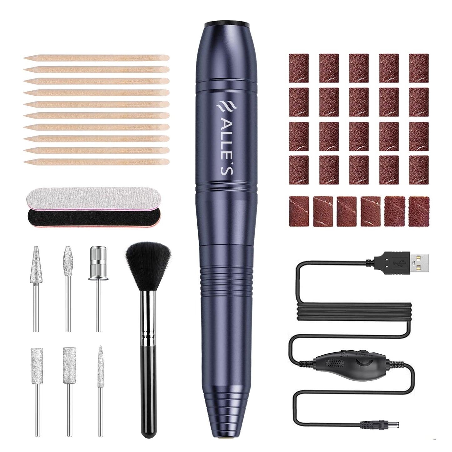 20000RPM Electric Nail Drill Compact Portable Efile Professional Manicure Pedicure Nail File Drill Kit for Acrylic, Gel Nails and Home Salon Use