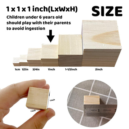 MUXGOA Unfinished Wooden Cubes,Pack of 50 Wood Blocks for Crafting,1 Inch Wood Square Blocks for Crafts Making & DIY Projects & Decor