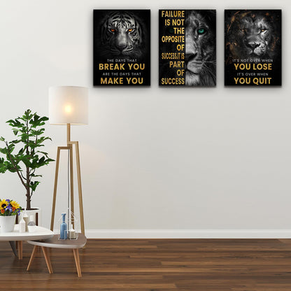 Inspirational Motivational Posters - Framed Canvas Art Set for Office, Living Room, Bedroom - (36''W x 16''H)