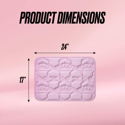 Juicy Couture Quilted Memory Foam Bath Mat, 17" x 24" Bow Lattice Pink Skid-Resistant Bath Rug