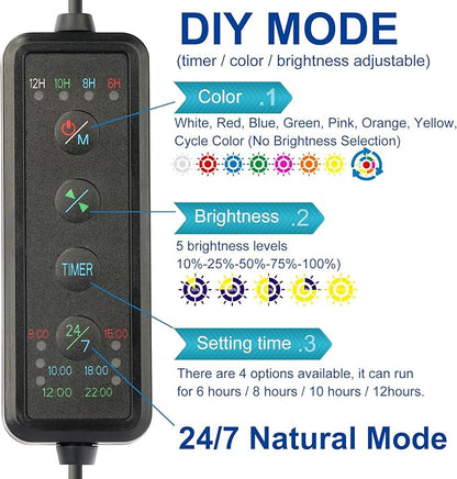 OYO WATER 20 Inch Aquarium LED Light with Timer, 24/7 Cycle, 5 Dimmable Brightness, Sunrise/Sunset Simulation for 10/20/30/55 Gallon Fish Tank